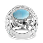 Sajen Silver Cultural Flair Collection Larimar and Blue Topaz Floral Ring in Sterling Silver 11.00 Ct, Silver wt 10.75 Gms