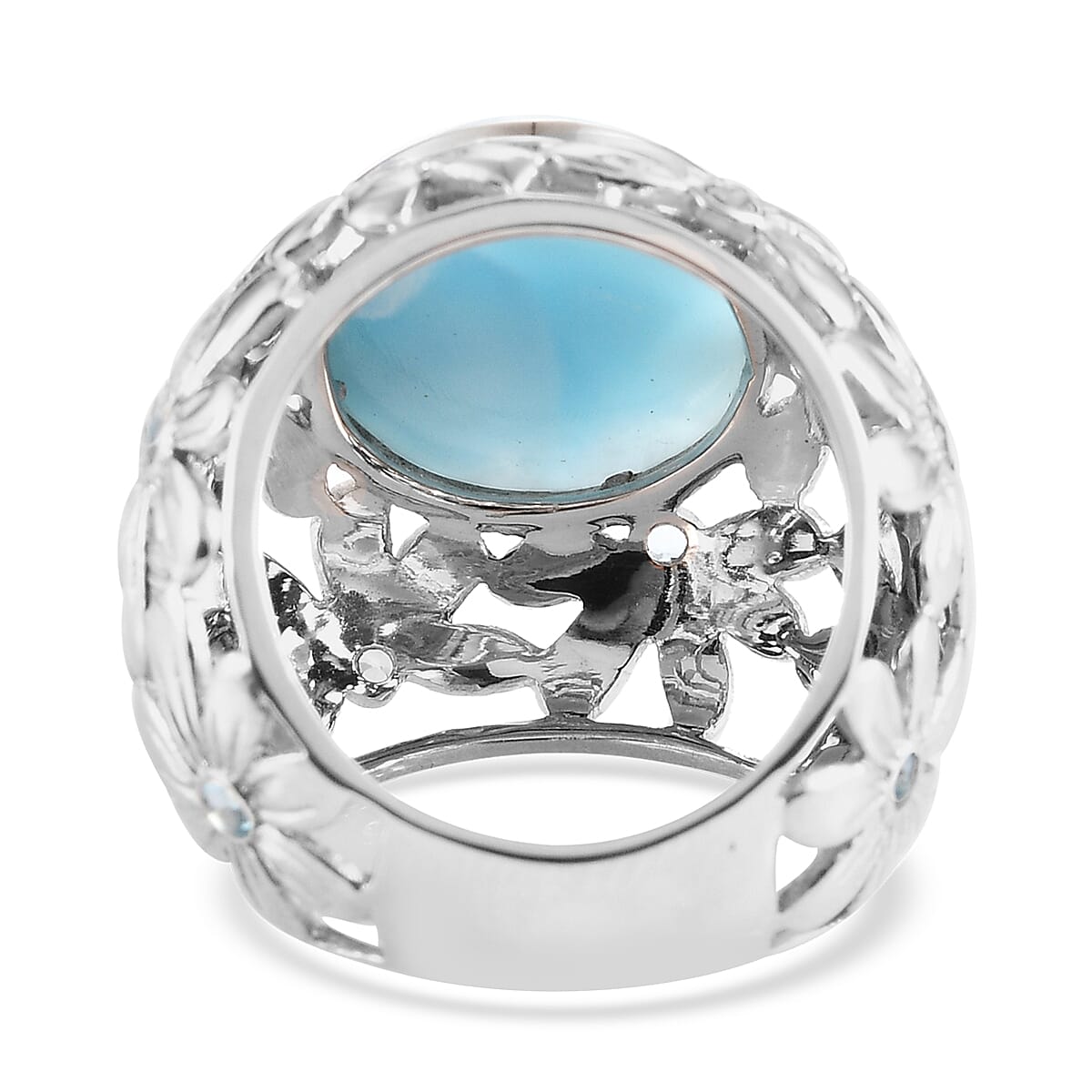 Sajen Silver Cultural Flair Collection - 11 Ct. Larimar and Blue Topaz Floral Ring in Sterling Silver 6296626 5