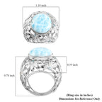 Sajen Silver Cultural Flair Collection Larimar and Blue Topaz Floral Ring in Sterling Silver 11.00 Ct, Silver wt 10.75 Gms