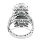 Sajen Silver Cultural Flair Collection - Larimar, Swiss Blue Topaz and Aquamarine Colour Doublet Quartz Enamelled Ring in Platinum Overlay Sterling Silver 3.35 Ct.