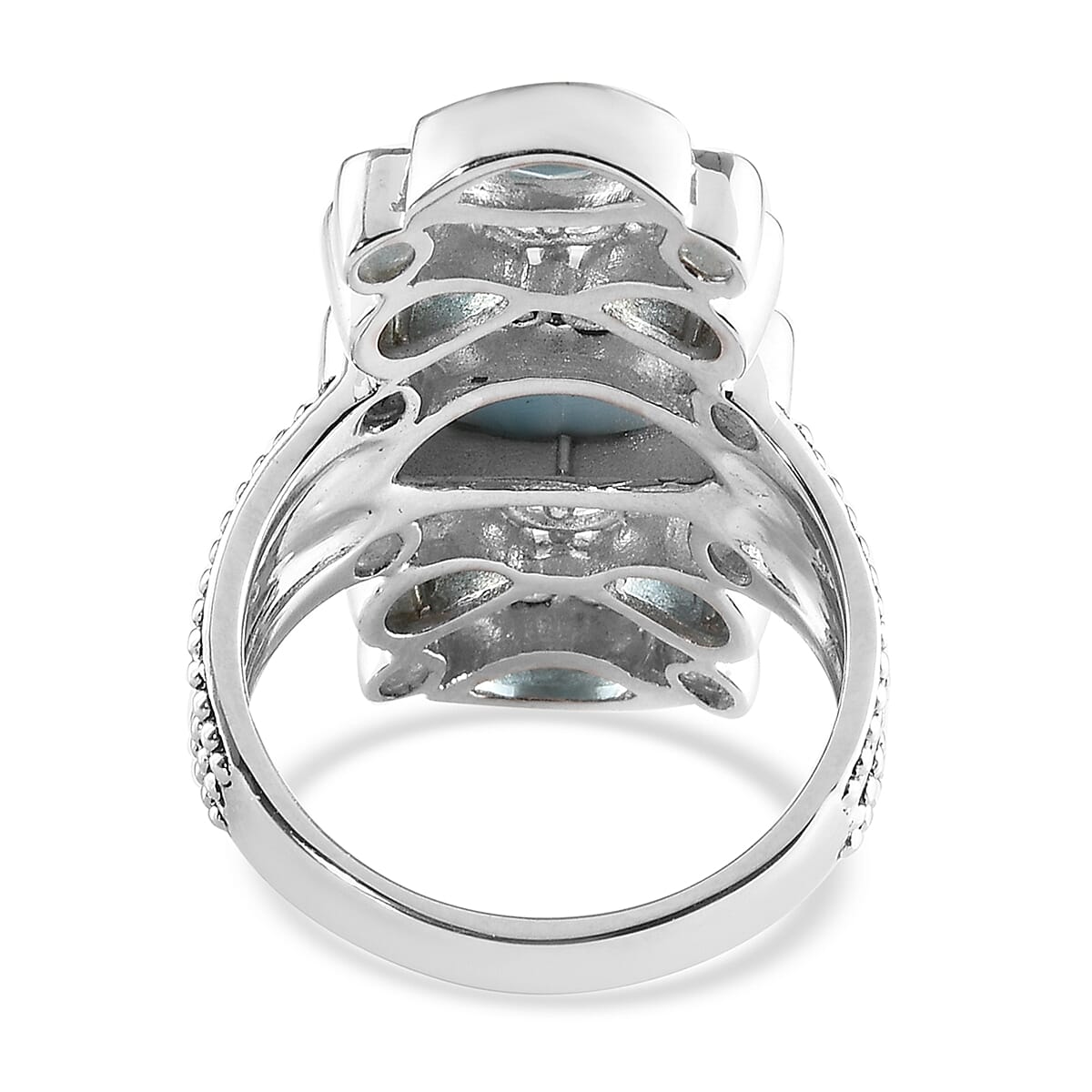 Sajen Silver Cultural Flair Collection - 3.35 Ct. Larimar, Swiss Blue Topaz and Aquamarine Colour Doublet Quartz Enamelled Ring in Platinum plating Sterling Silver 6254867 5