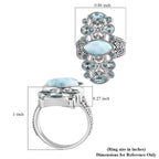 Sajen Silver Cultural Flair Collection - Larimar, Swiss Blue Topaz and Aquamarine Colour Doublet Quartz Enamelled Ring in Platinum Overlay Sterling Silver 3.35 Ct.