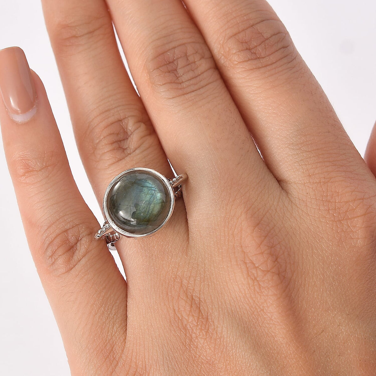 Sajen Silver Labradorite Adjustable Solitaire Ring in Rhodium Overlay Sterling Silver 5.47 Ct. 8364395 2
