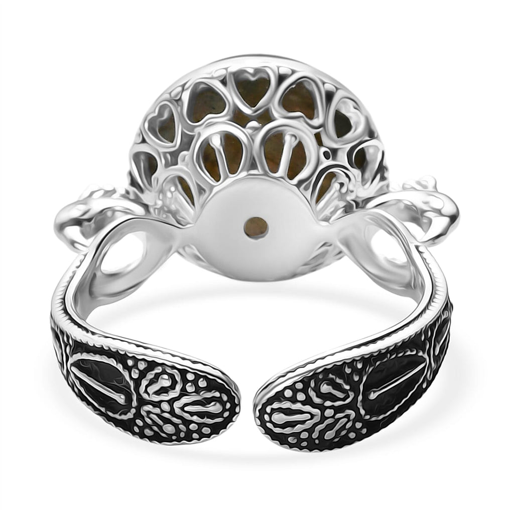 Sajen Silver Labradorite Adjustable Ring in Rhodium Overlay Sterling Silver 5.47 Ct.