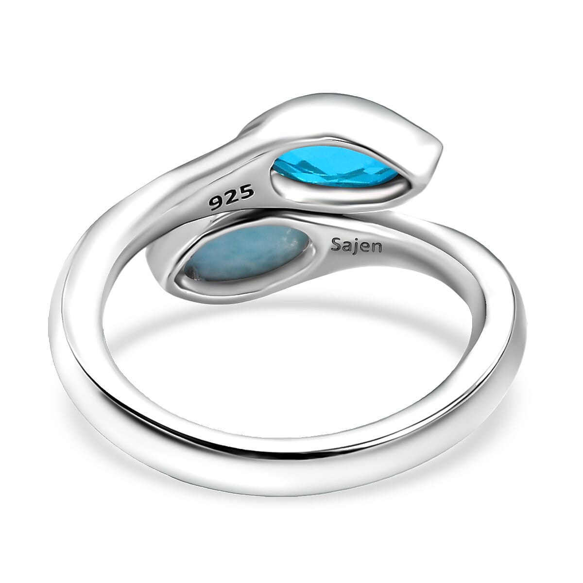 Sajen Silver Larimar, Celestial Swiss Blue Mystic Quartz Adjustable Bypass Ring in Rhodium Overlay Sterling Silver 1.20 Ct. 8364246 4