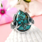 Royal Bali NATURES JOY Collection Turquoise and Blue Green Apatite Enamelled Ring in Rhodium Overlay Sterling Silver 8.85 Ct.