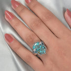 Royal Bali NATURES JOY Collection Turquoise and Blue Green Apatite Enamelled Ring in Rhodium Overlay Sterling Silver 8.85 Ct.