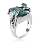 Royal Bali NATURES JOY Collection Turquoise and Blue Green Apatite Enamelled Ring in Rhodium Overlay Sterling Silver 8.85 Ct.