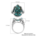 Royal Bali NATURES JOY Collection Turquoise and Blue Green Apatite Enamelled Ring in Rhodium Overlay Sterling Silver 8.85 Ct.