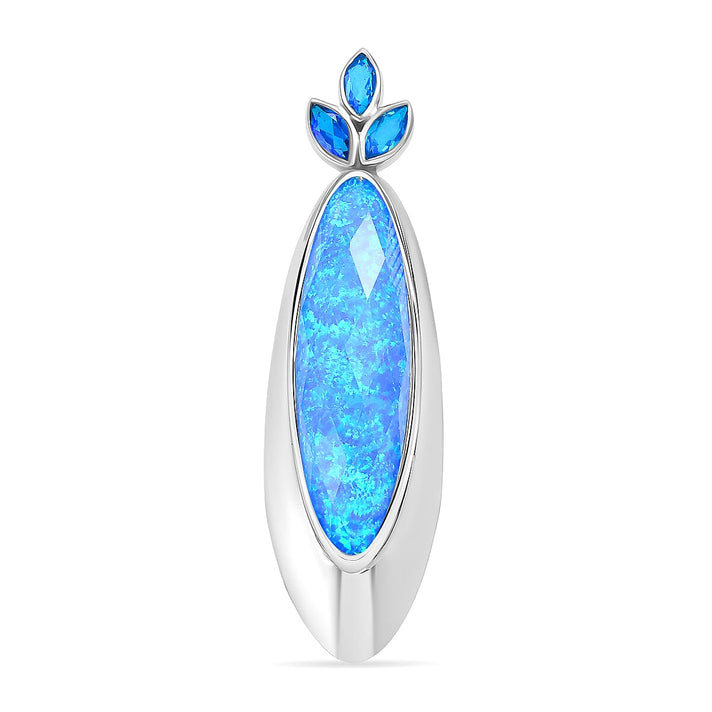 Sajen Silver- Opal Doublet &amp; Paraiba Triplet Quartz Pendant in Rhodium Overlay Sterling Silver 19.30 Ct. 8364369 1
