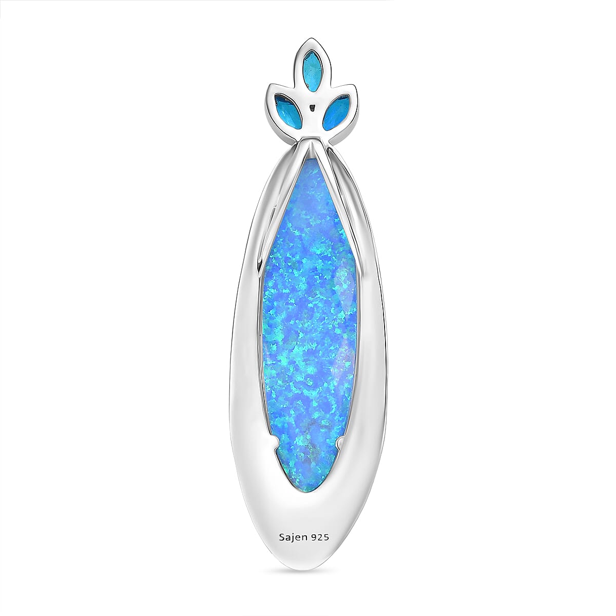 Sajen Silver- Opal Doublet &amp; Paraiba Triplet Quartz Pendant in Rhodium Overlay Sterling Silver 19.30 Ct. 8364369 4