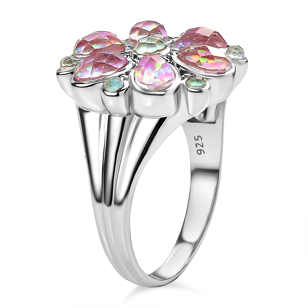 Sajen Silver Opal Doublet Ring in Rhodium Overlay Sterling Silver 3.33 Ct.