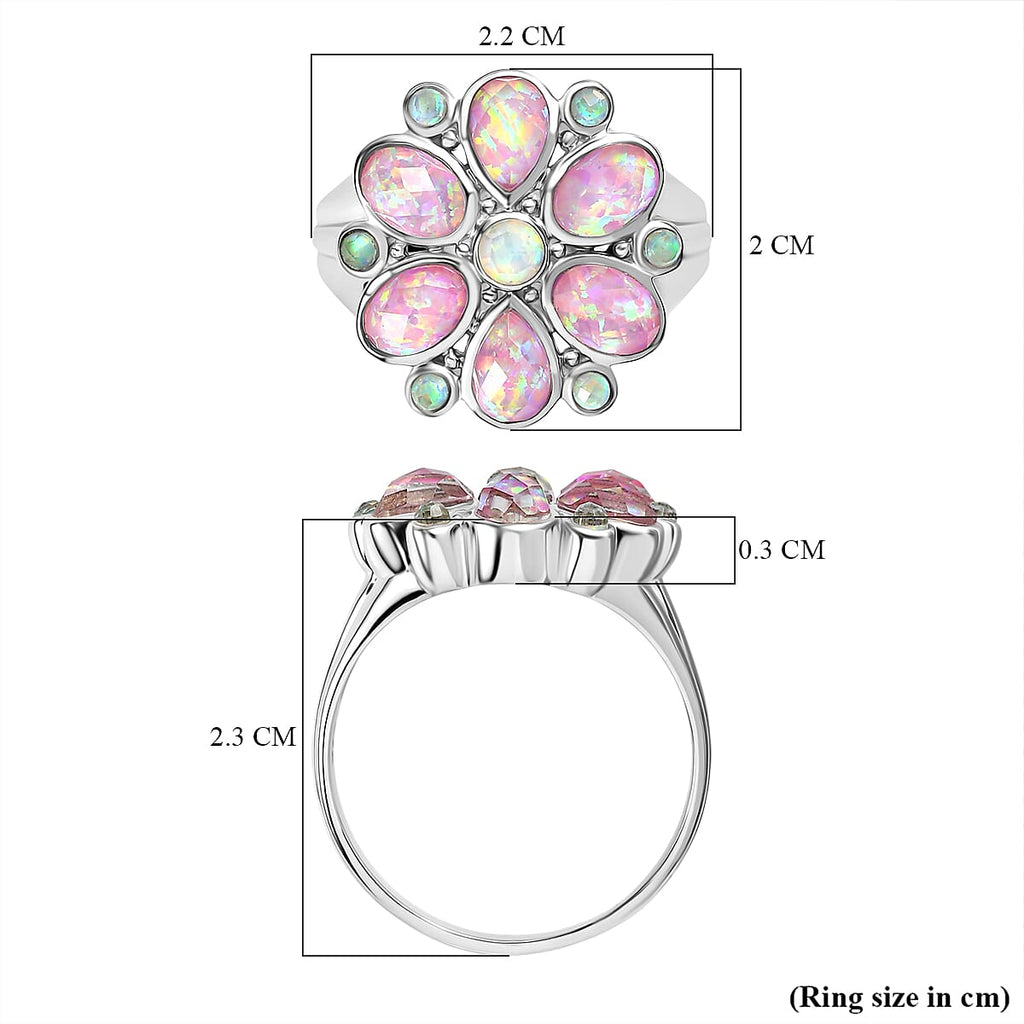 Sajen Silver Opal Doublet Ring in Rhodium Overlay Sterling Silver 3.33 Ct.