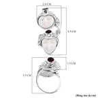 Royal Bali Princess Collection - Ox Bone and Rhodolite Garnet Ring in Sterling Silver, Silver Wt 12.00 Gms