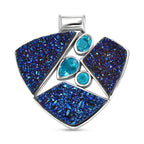 Sajen Silver Paraiba Triplet Quartz & Drusy Agate Pendant in Rhodium Overlay Sterling Silver 10.88 Ct
