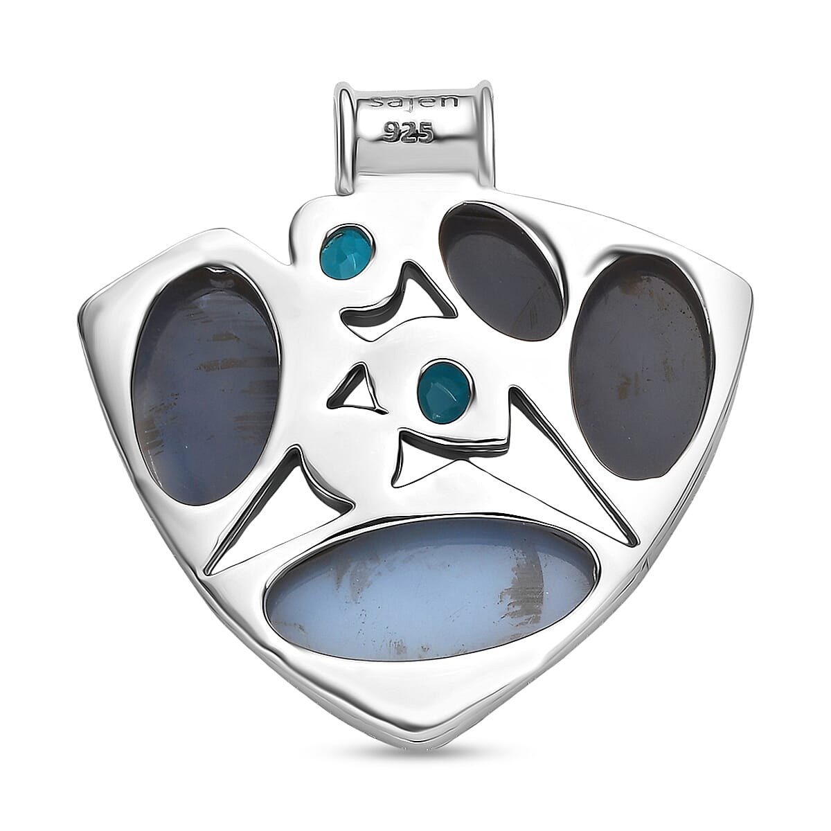 Sajen Silver Paraiba Triplet Quartz &amp; Drusy Agate Pendant in Rhodium Overlay Sterling Silver 10.88 Ct 8364304 4