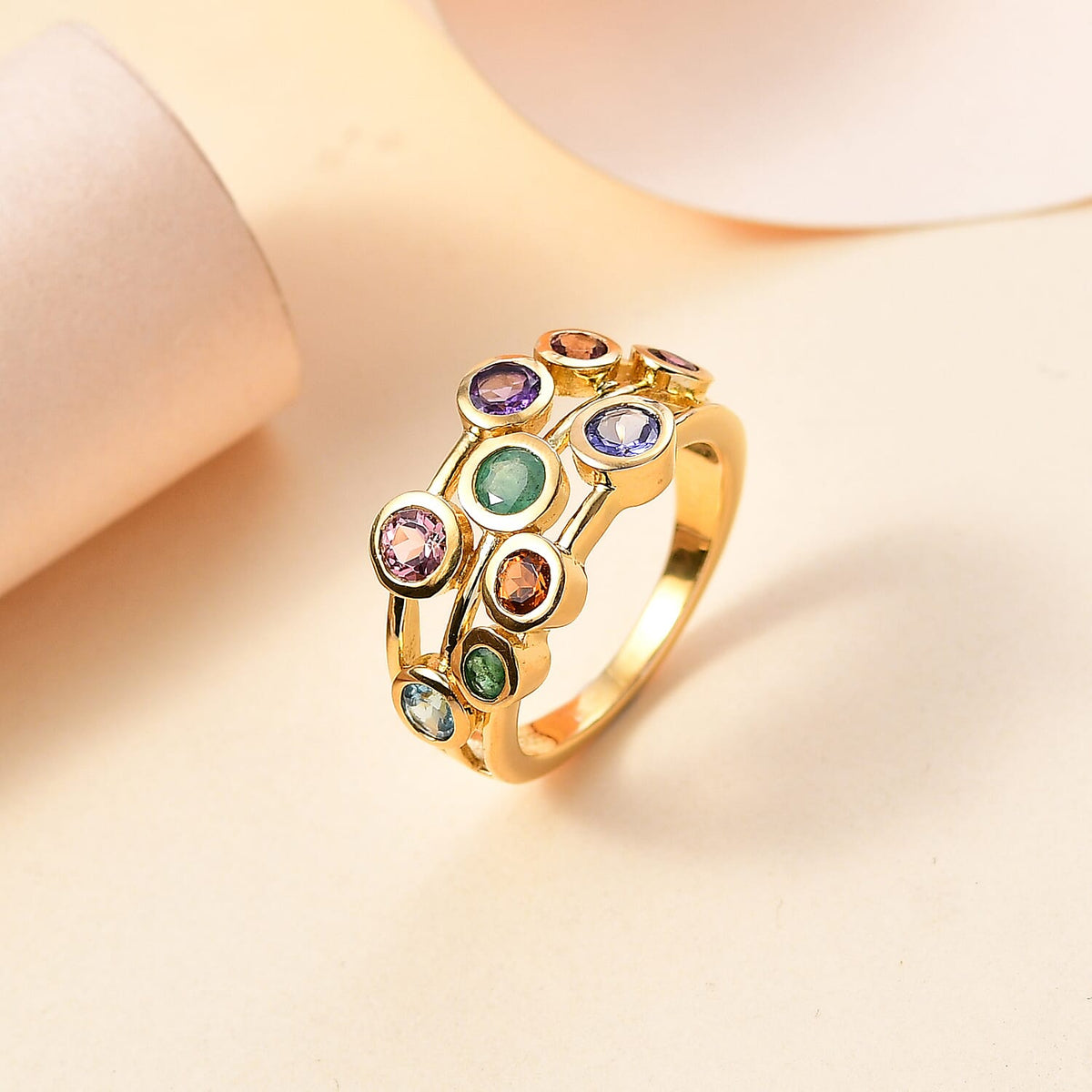 THE TJC BUBBLE -  Premium Multi Gemstone Bubble Ring in 18K Yellow Gold Vermeil Sterling Silver 1.80 Ct. 7956065 2
