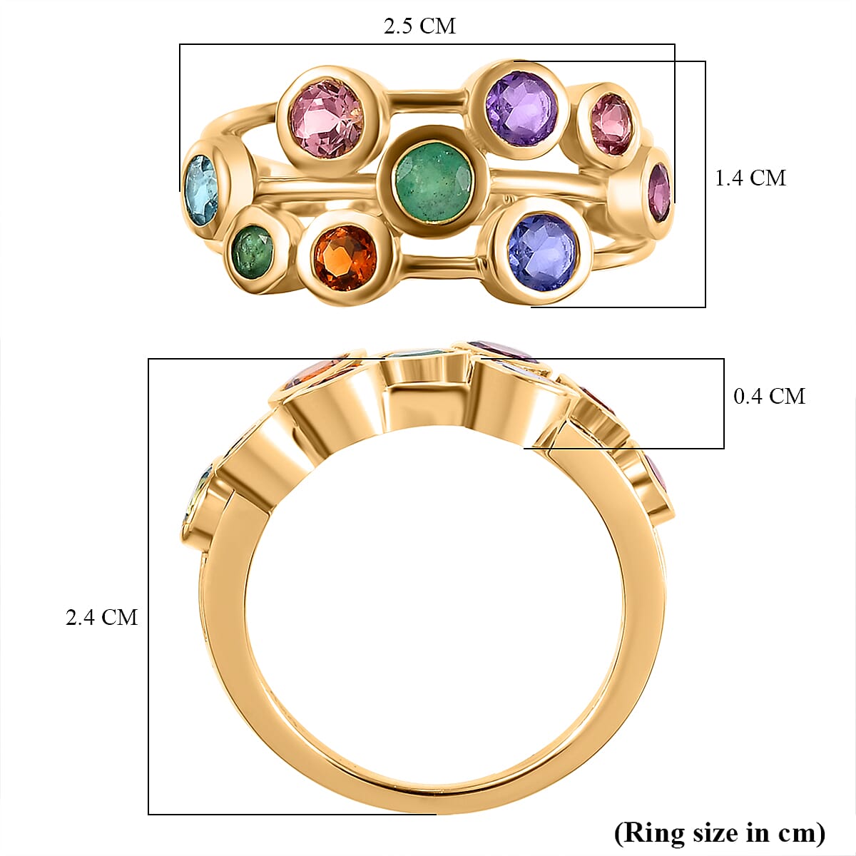 THE TJC BUBBLE -  Premium Multi Gemstone Bubble Ring in 18K Yellow Gold Vermeil Sterling Silver 1.80 Ct. 7956065 6