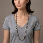 Salt Pepper Quartz Chips Necklace (Size - 32) 353.00 Ct.