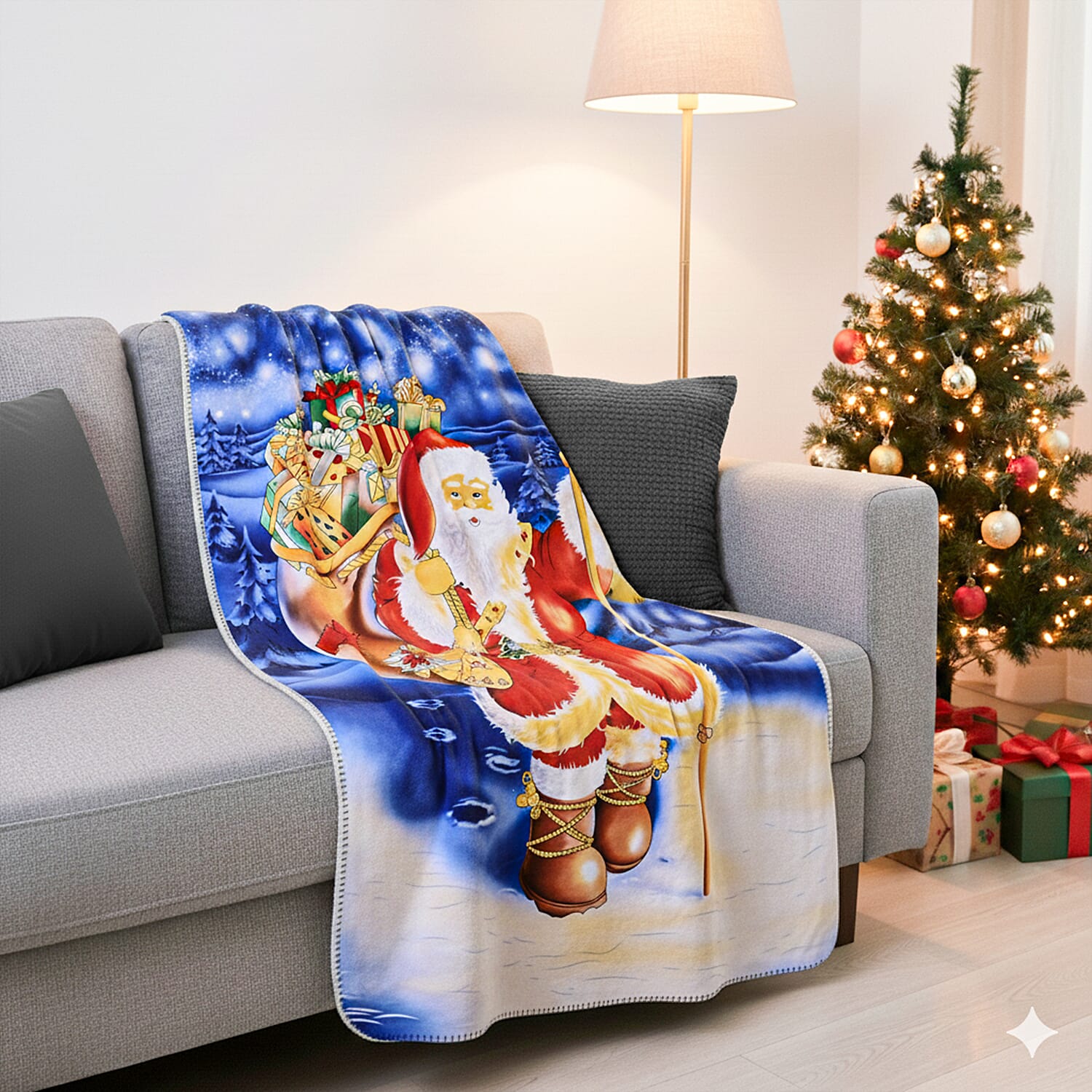 Warehouse Moving Clearance Deal - Santa Claus Digital Print Throw (220gsm) - 70in x 50in Approx V32515507 2
