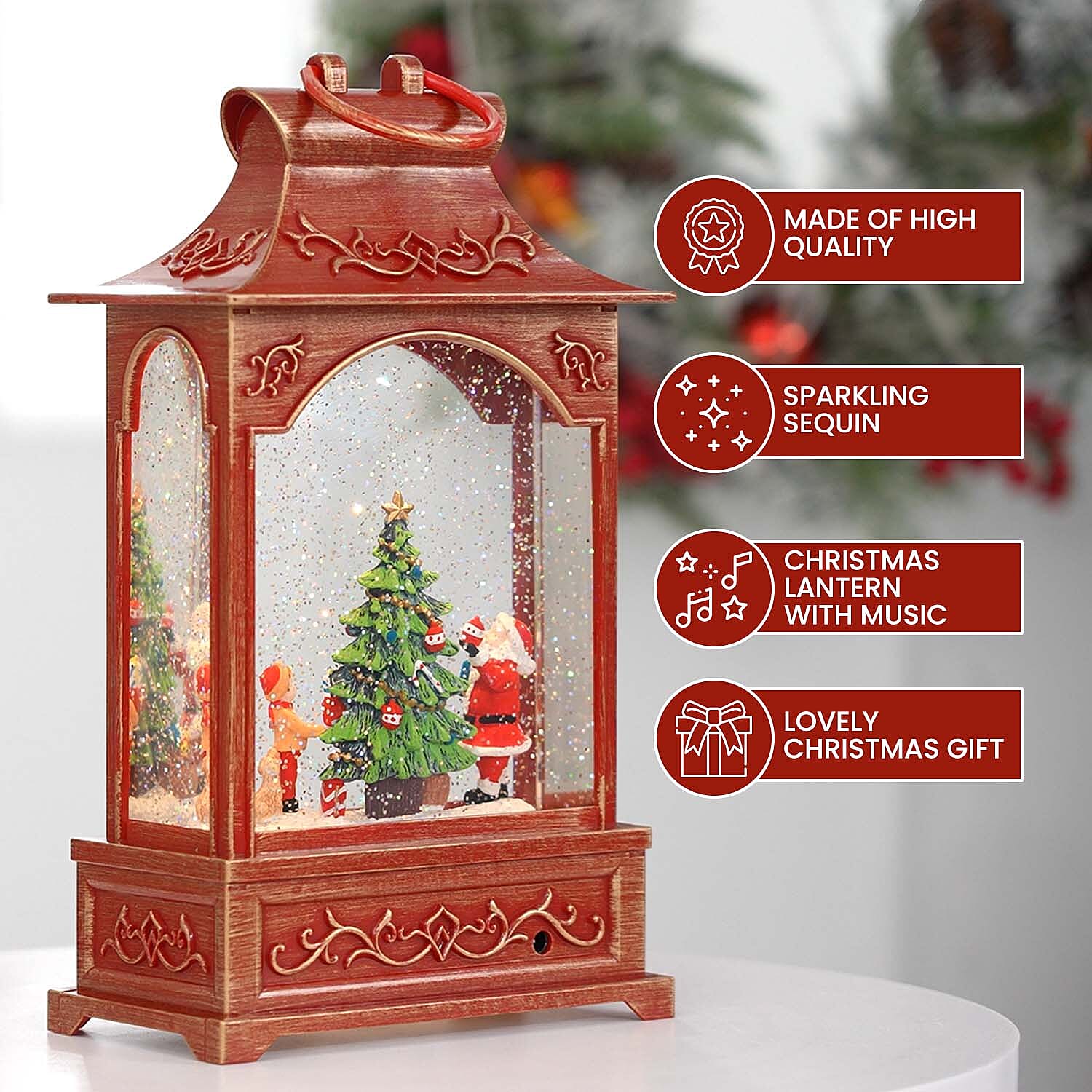 Christmas Santa Claus Musical Lantern with USB Cable (Require 3 AA Battery - Not Included) 7381384 2