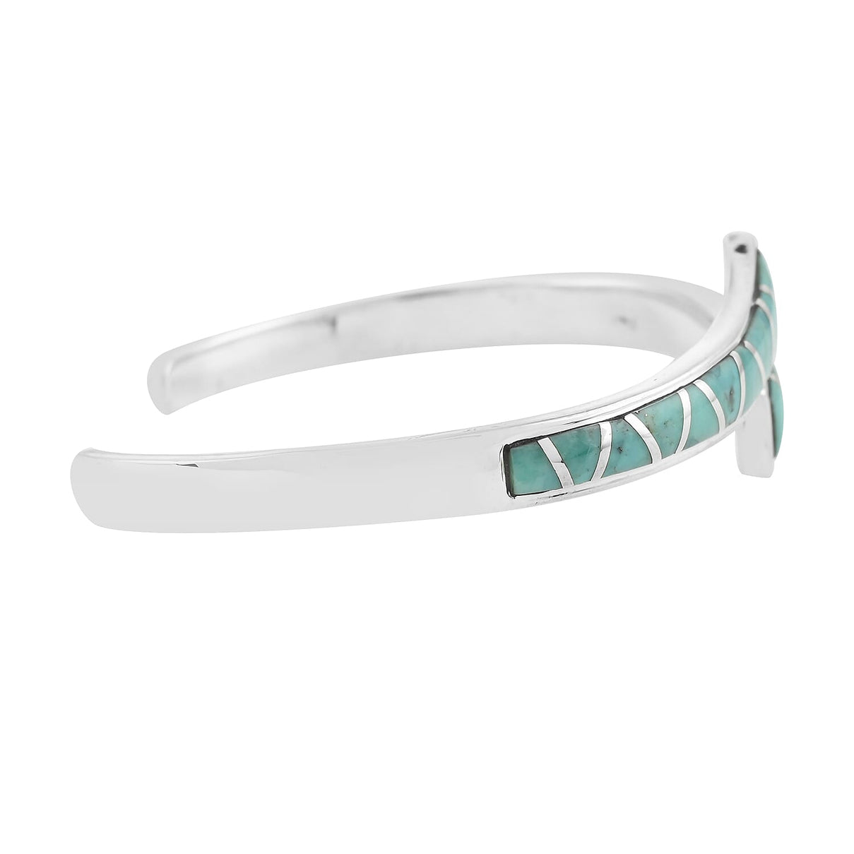 Santa Fe Collection 2 Ct. Turquoise Cuff Bangle (Size 6.5) in Sterling Silver Silver 8914401 2