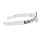 Santa Fe Collection - Turquoise Cuff Bangle (Size 6.5) in Sterling Silver 2.00 Ct, Silver Wt 11.50 Gms.