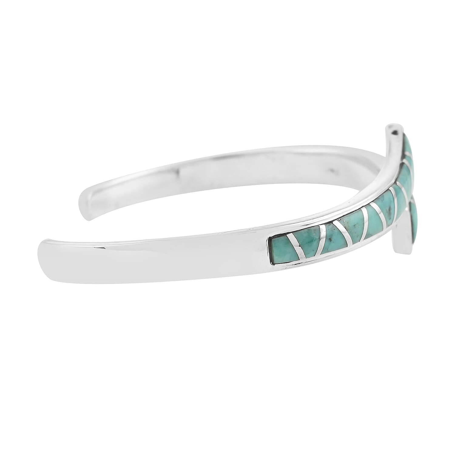 Santa Fe Collection 2 Ct. Turquoise Cuff Bangle (Size 6.5) in Sterling Silver Silver 8914401 2