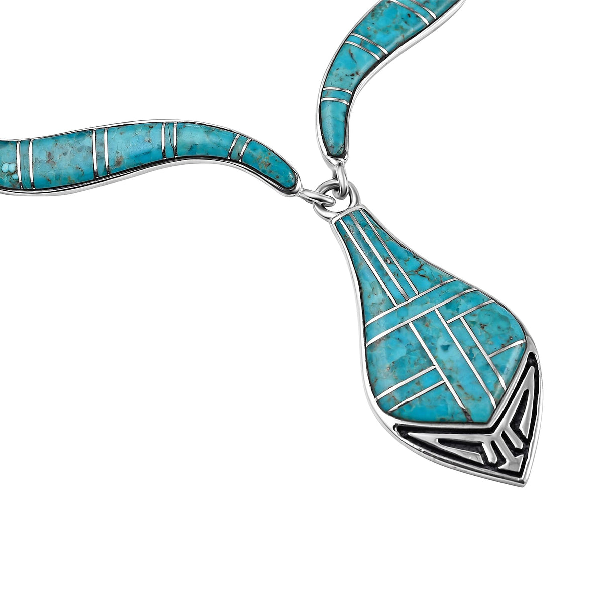 Santa Fe Collection - Artisan Crafted Kingman Turquoise Necklace (18-2 Inch Ext.) and Earrings in Sterling Silver 22.00 Ct, Silver Wt 33.00 Gms 3555164 2