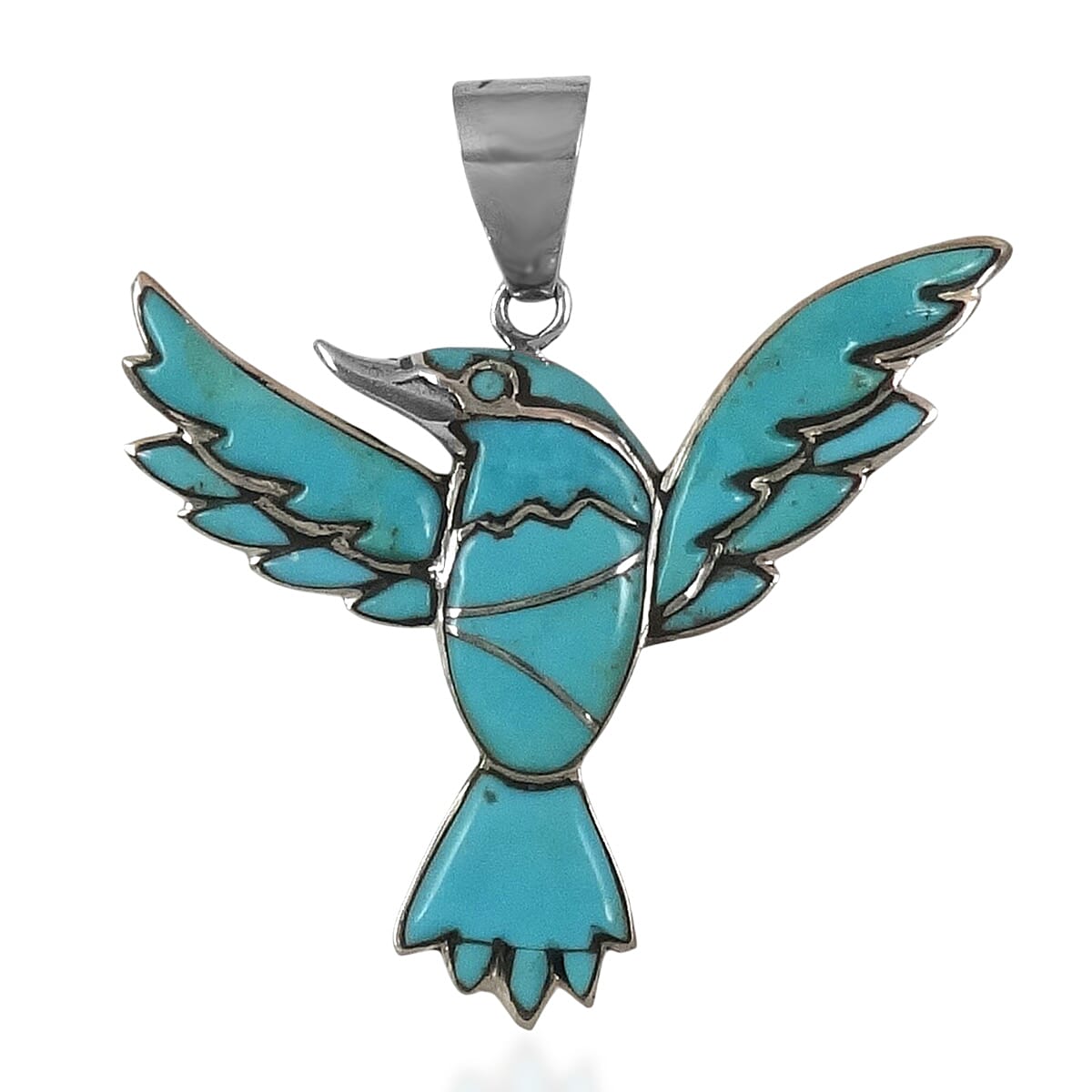 Santa Fe Collection 2.5 Ct. Blue Turquoise Hummingbird Pendant in Sterling Silver 8214754 0