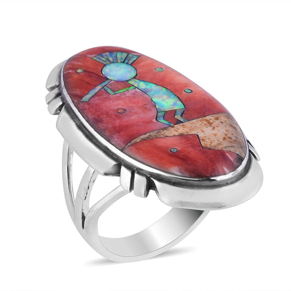 Santa Fe Collection - Multi Gemstones Ring in Sterling Silver 4.00 Ct, Silver wt. 5.50 Gms