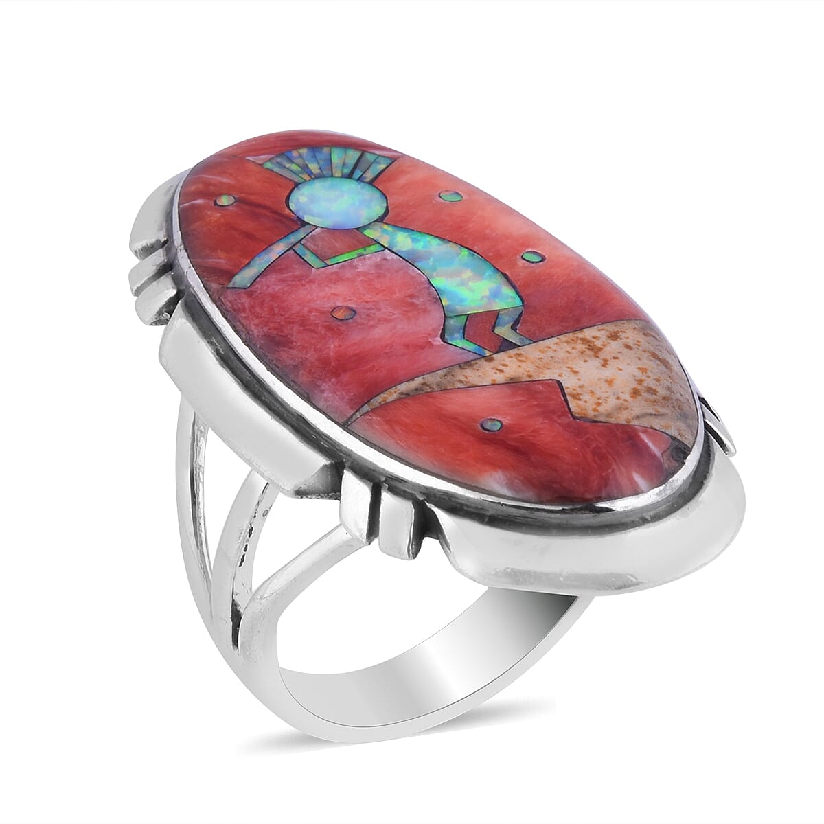 Santa Fe Collection 4 Ct. Turquoise Ring in Rhodium Plated Sterling Silver 6091459 0