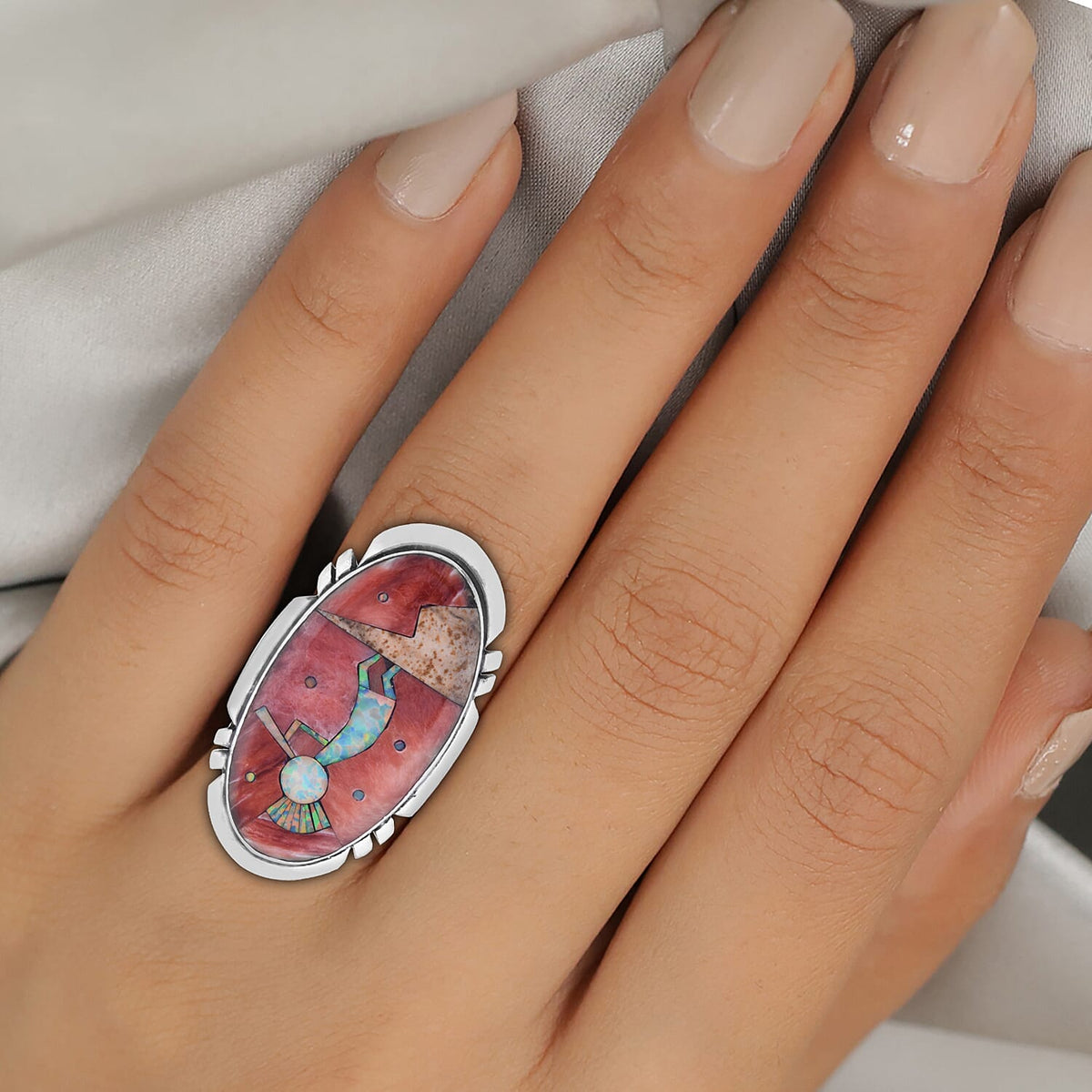 Santa Fe Collection 4 Ct. Turquoise Ring in Rhodium Plated Sterling Silver 6091459 1