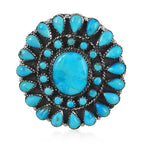 Santa Fe Collection - Kingman Turquoise Ring in Sterling Silver 10.50 Ct, Silver Wt. 13.80 Gms