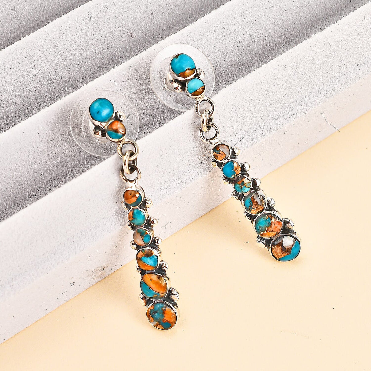 Santa Fe Collection 1.63 Ct. Spiny Turquoise Dangling Earrings in Sterling Silver 7021122 1