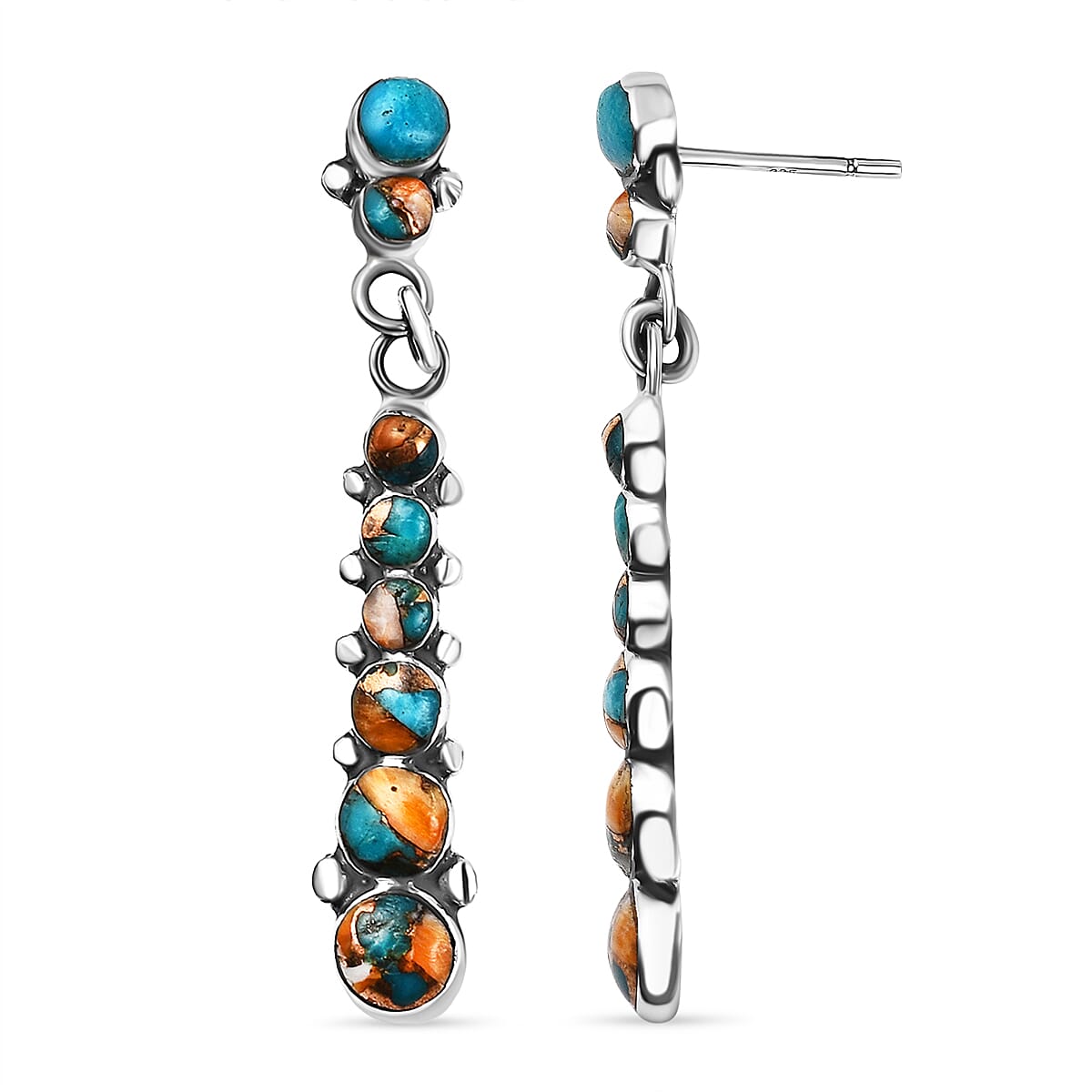 Santa Fe Collection 1.63 Ct. Spiny Turquoise Dangling Earrings in Sterling Silver 7021122 3