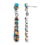 Santa Fe Collection - Spiny Turquoise Dangling Earrings with Plastic Push Back Sterling Silver 1.63 Ct.
