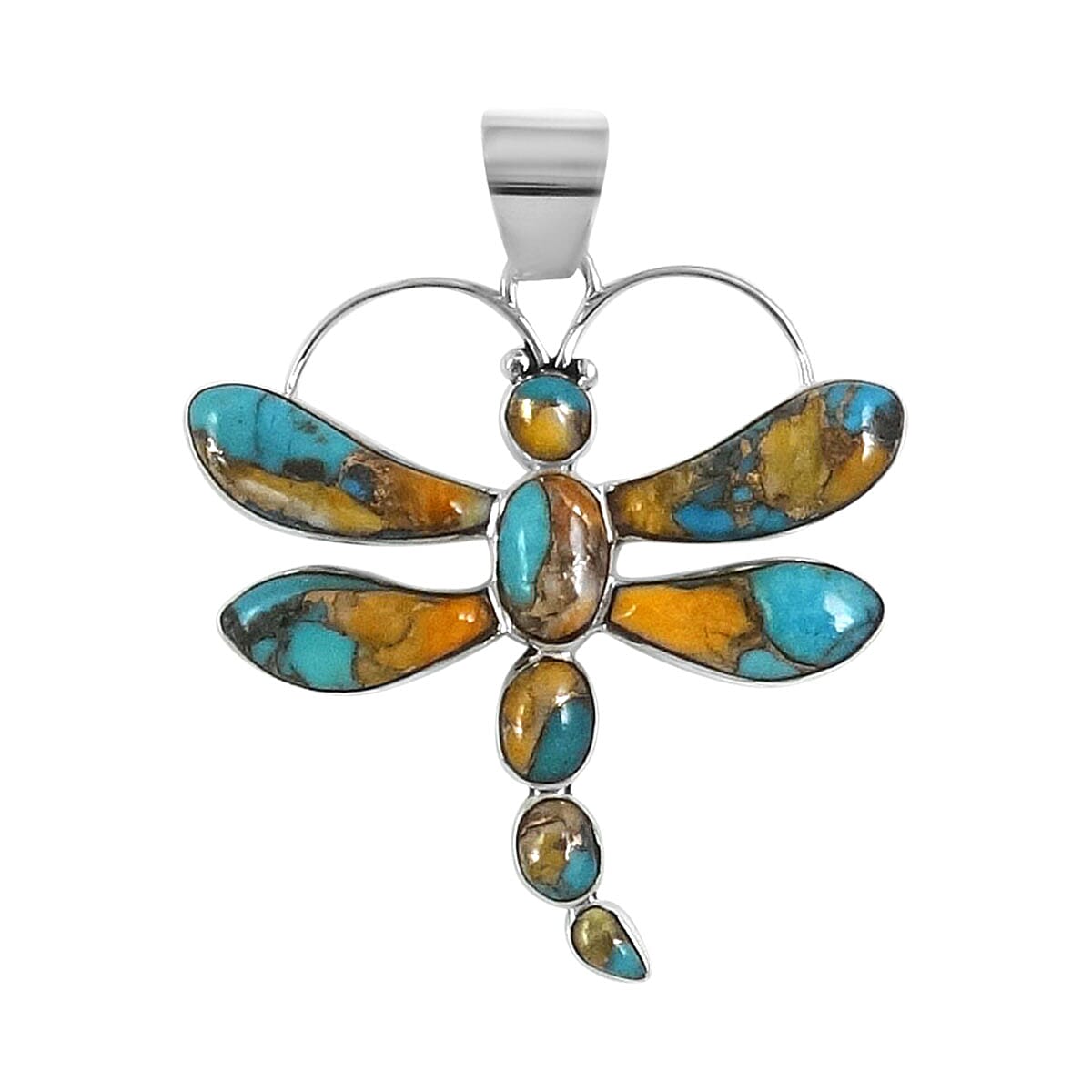 Santa Fe Collection 1 Ct. Spiny Turquoise Dragonfly Pendant in Sterling Silver 7021334 0