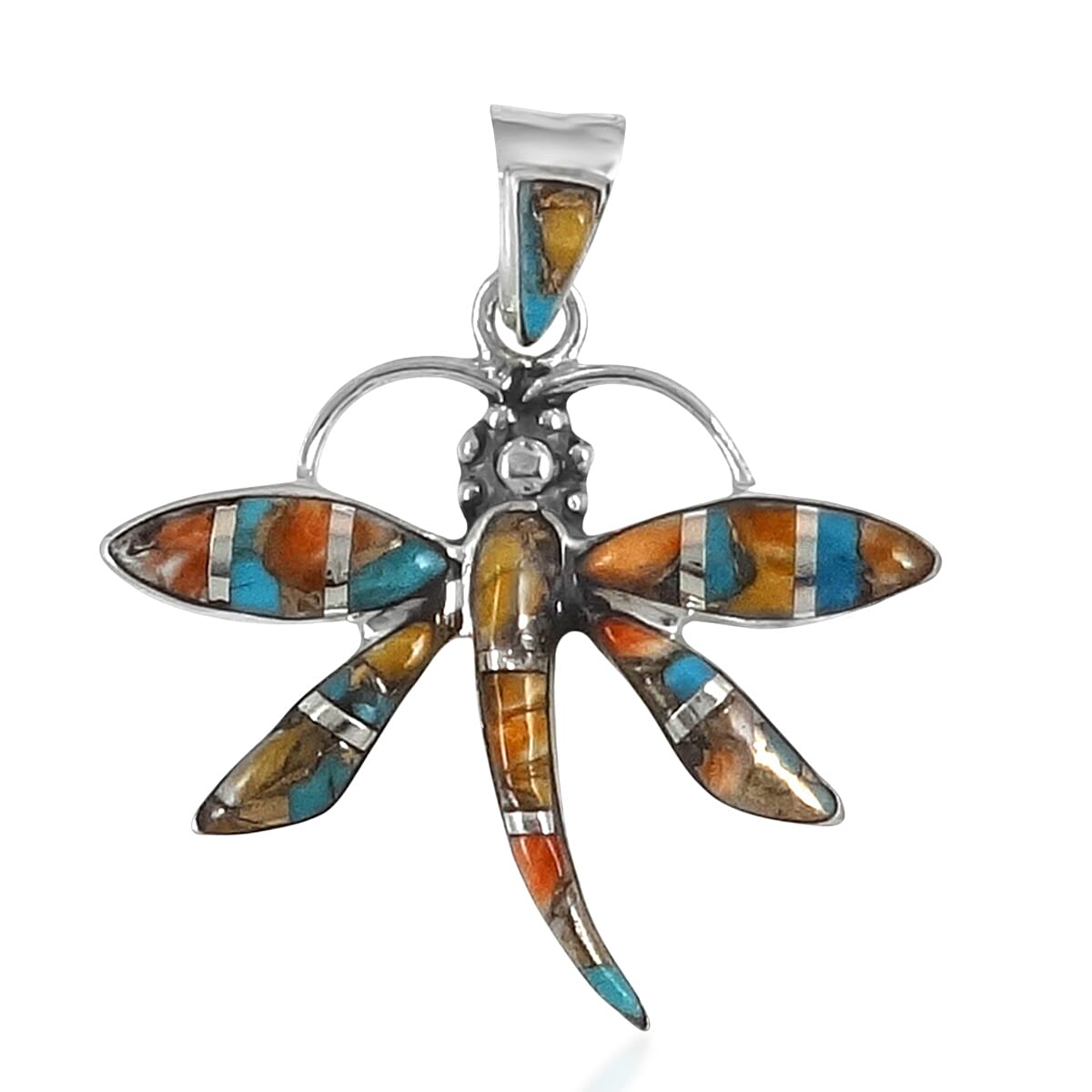 Santa Fe Collection 2.5 Ct. Spiny Turquoise Dragonfly Pendant in Sterling Silver 8214746 0