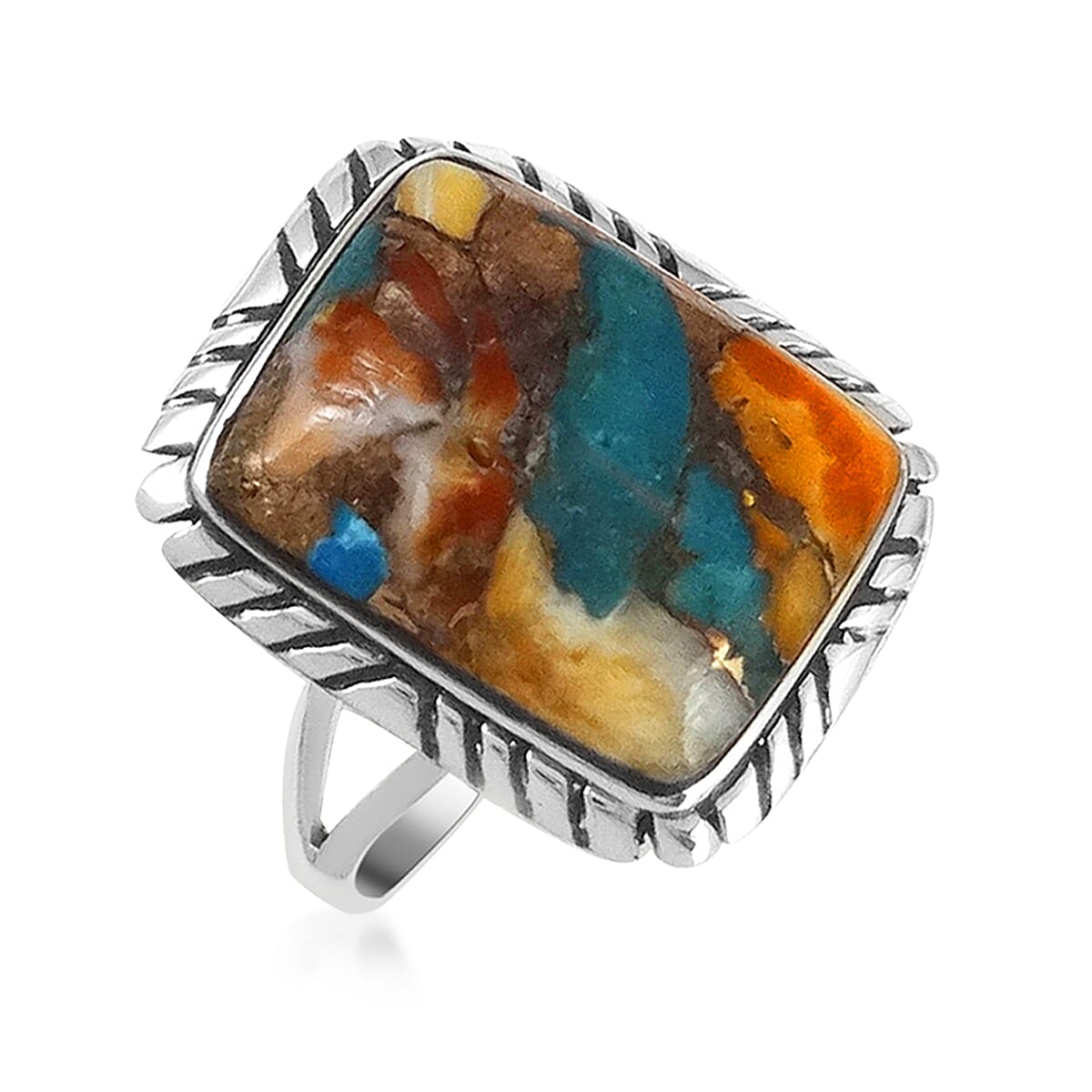 Santa Fe Collection 2 Ct. Spiny Turquoise Ring in Sterling Silver 7020934 0