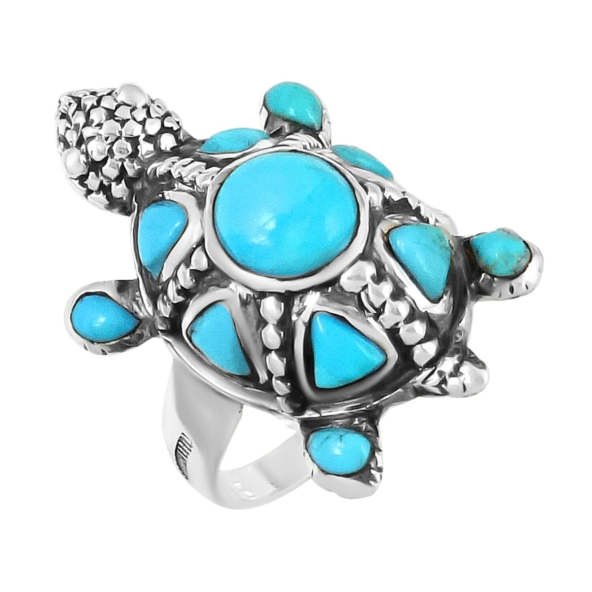Santa Fe Collection - Turquoise Ring in Rhodium Overlay Sterling Silver 2.00 Ct, Silver Wt. 5.5 Gms 7186833 0