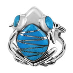 Santa Fe Collection - Turquoise Ring in Rhodium Overlay Sterling Silver, Silver Wt. 6.50 Gms