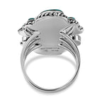 Santa Fe Collection - Turquoise Ring in Rhodium Overlay Sterling Silver 1.45 Ct, Silver Wt. 7.10 Gms