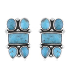 Santa Fe Collection - 2 Piece Set Artisan Crafted Turquoise Necklace (Size 18-2 Inch Ext.) and Earrings in Rhodium Overlay Sterling Silver