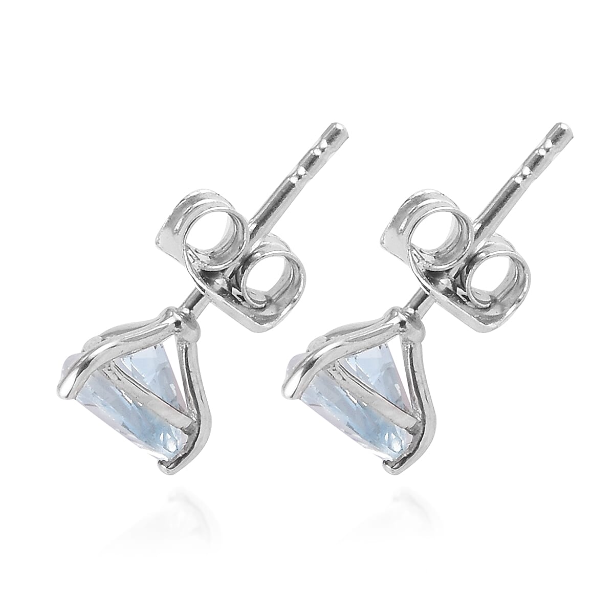 Santa Teresa Aquamarine Stud Earrings (with Push Back) in Platinum Plated Sterling Silver 1.15 Ct. 3754606 7
