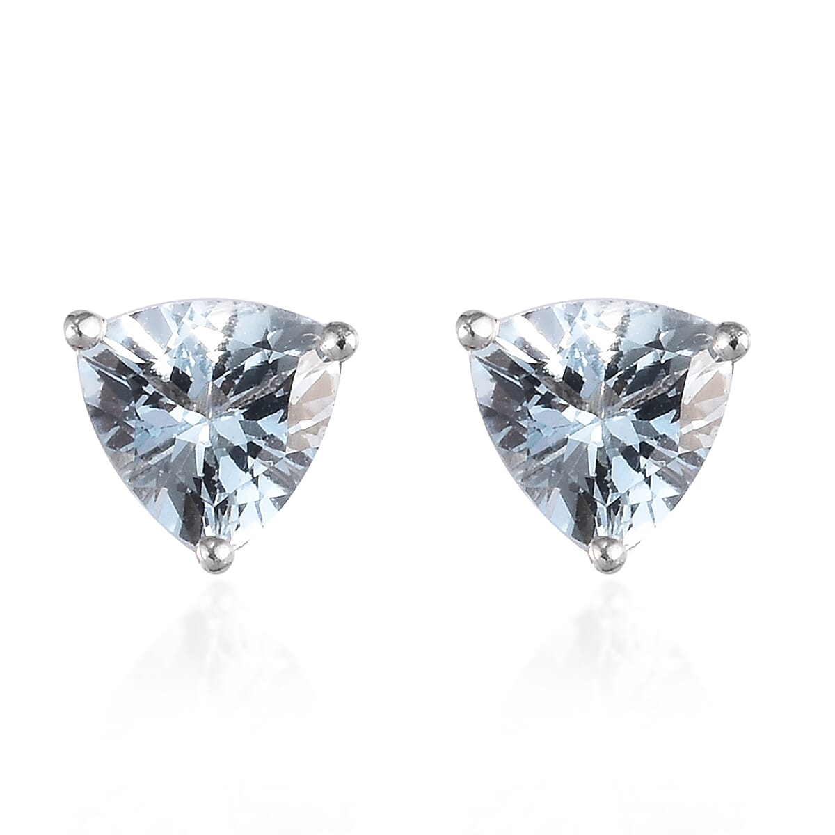 Santa Teresa Aquamarine Stud Earrings (with Push Back) in Platinum Plated Sterling Silver 1.15 Ct. 3754606 2