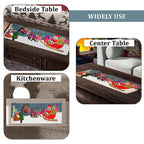Santa on Sledge Embroidered Cotton Table Runner (Size 91x35 Cm) - Multi
