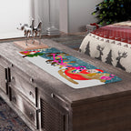 Santa on Sledge Embroidered Cotton Table Runner (Size 91x35 Cm) - Multi