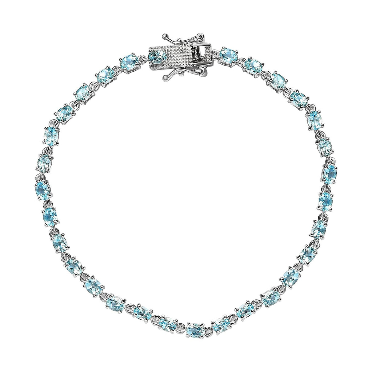 Santamaria Aquamarine Bracelet (Size - 8) in Platinum Overlay Sterling Silver 4.99 Ct. 7194277 0