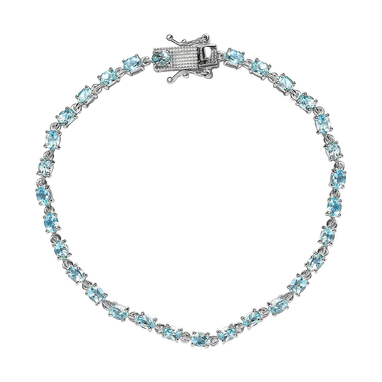 Santamaria Aquamarine Bracelet (Size - 8) in Platinum Overlay Sterling Silver 4.99 Ct. 7194277 0